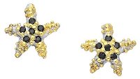 22K Yellow Gold Plated Sea Star Sterling Silver Post Earrings 211