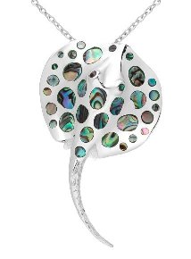 Sterling Silver Stingray Necklace 479 with Abalone Shell