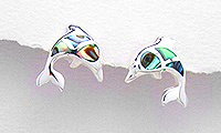 Sterling Silver Dolphin Post Earrings 764 (abalone shell)