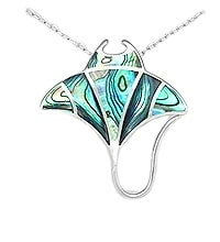 Abalone Shell Manta Ray Sterling Silver Pendant 7953