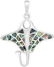 Sterling Silver Manta Ray Pendant 7693 with Abalone Shell
