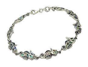 Sterling Silver Seahorse Bracelet with Abalone Shell 668