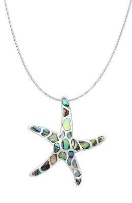 Sterling Silver Starfish with Abalone Shell Pendant 1311