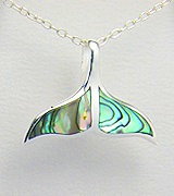 Sterling Silver Whale Tail Necklace with Abalone Shell 549
