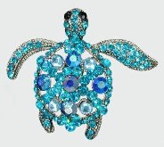 Sea Turtle Blue and Turquoise Crystal Pendant
