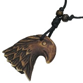 Carved Bone Hawk Head Necklace