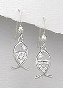 CZ Fish Sterling Silver Earrings 214