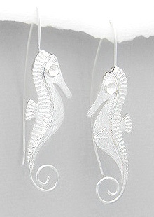 Ethnic Seahorse Sterling Silver Earrings 634
