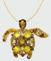 Sea Turtle Gold Crystal Theme Necklace