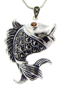 Sterling Silver Fish with Marcasite Pendant