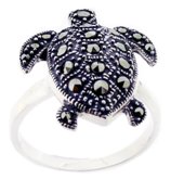 Sterling Silver Turtle with Marcasite Ring M751