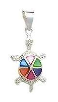 Sterling Silver Tortoise Pendant 093 with Multi-Color Mother of Pearl