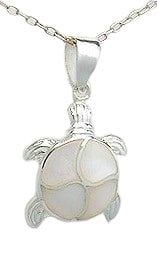 Sterling Silver Turtle with White Mother of Pearl Pendant 871