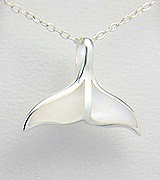 Sterling Silver Whale Tail Necklace with White Mother of Pearl 549