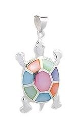 Sterling Silver Tortoise Pendant 081 with multi color Mother of Pearl