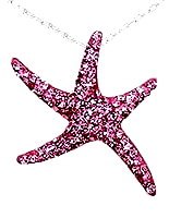Sterling Silver Sea Star with Rose Pink Crystals Pendant 991
