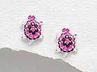 Sterling Silver Tortoise Earrings with Pink Crystals 747