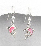 Sterling Silver Dolphin with Pink Mother of Pearl Earrings 406