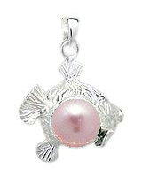 Fish with Pink Pearl Sterling Silver Pendant PP 657