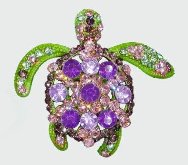 Sea Turtle Purple, Pink and Green Crystal Pendant