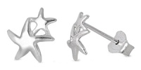 Rhodium Plated Mother and Child Sea Stasr Stud Earrings SIE1311