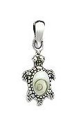 Sterling Silver Sea Turtle with Shiva Shell Pendant 083