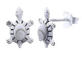 Sterling Silver Tortoise with Shiva Shell Stud Earrings PE 38761