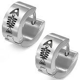 Stainless Steel Fishbone Huggie Earrings 412