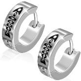 Stainless Steel Fishbone Huggie Earrings 871