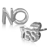 Stainless Steel YES NO Post Earrings 102