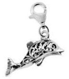 Filigree Fish Sterling Silver Clip on Charm PP904