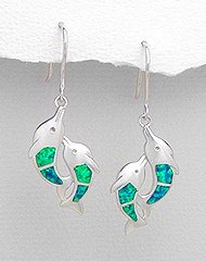 Sterling Silver Two Dolphin Earrings 349