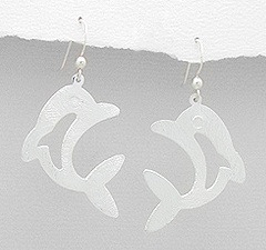 Dolphin Brushed Sterling Silver Earrings 992