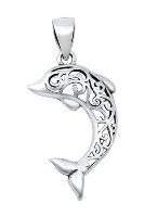 Sterling Silver Dolphin Filigree Pendant SIP5958