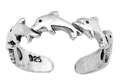 Sterling Silver Five Dolphins Toe Ring