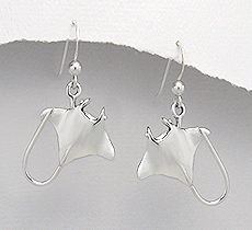 Sterling Silver Manta Ray Dangle Earrings 099