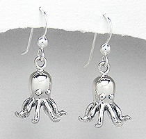 Sterling Silver Octopus Earrings PE 437