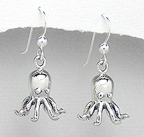 Sterling Silver Octopus Earrings PE 437