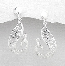 Sterling Silver Peacock Post Earrings 081