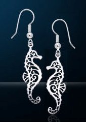 Sterling Silver Seahorse Earrings PE 070