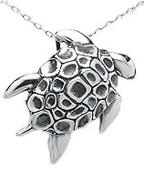 Swimming Sea Turtle Sterling Silver Pendant 975