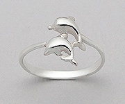 Sterling Silver Two Dolphin Ring 429
