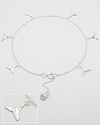 Sterling Silver Whale Tail Anklet 562
