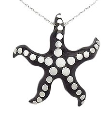 Sterling Silver and Wood Sea Star Pendant 773