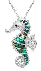 Abalone Shell Seahorse Sterling Silver Pendant 4853