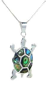 Sterling Silver Tortoise Necklace 081 with Abalone Shell