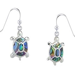 Sterling Silver Turtle Earrings with Abalone Shell