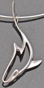 Aqueous Silhouette Sterling Silver Shark Necklace