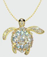 Sea Turtle Aurora Borealis Crystal Pendant