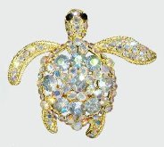 Sea Turtle Aurora Borealis Crystal Pendant